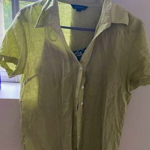 Soft green button down